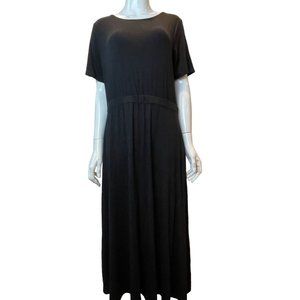 Karen Kane Womens A-Line Maxi Dress Short Sleeve Crew Neck Black Size Large